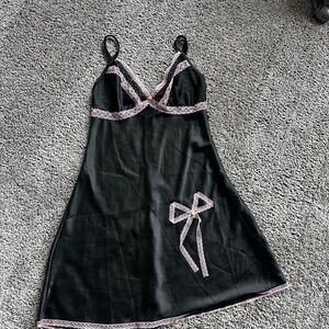 Sugar Thrillz Black Mini Dress with Pink Lace